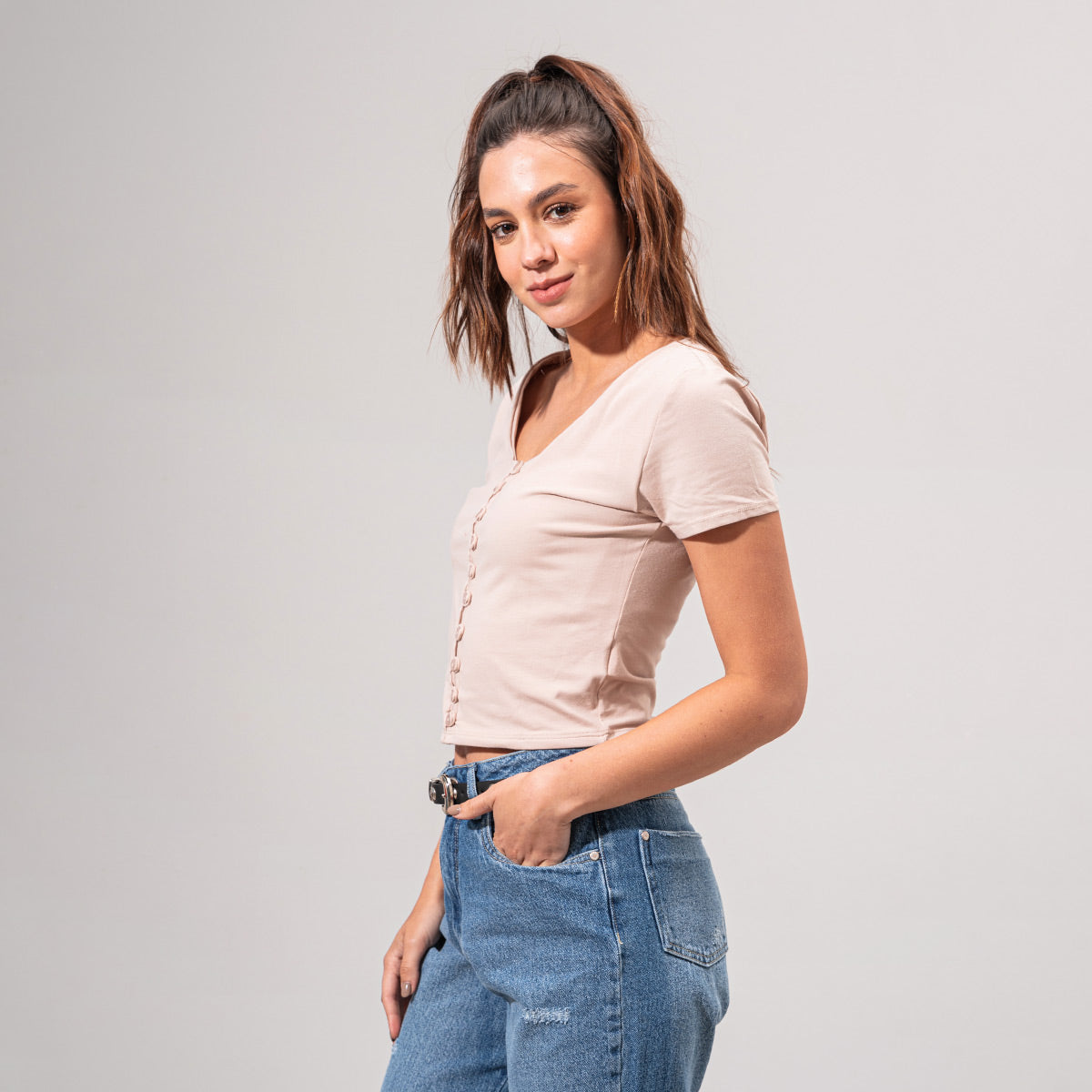 BLUSA AJUSTADA CORTA MANGA CORTA YAR