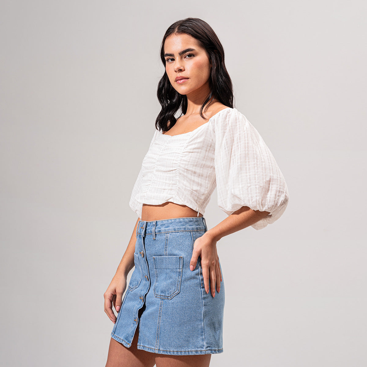 BLUSA SEMI AMPLIA MANGA CORTA CARTAS