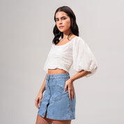 BLUSA SEMI AMPLIA MANGA CORTA CARTAS