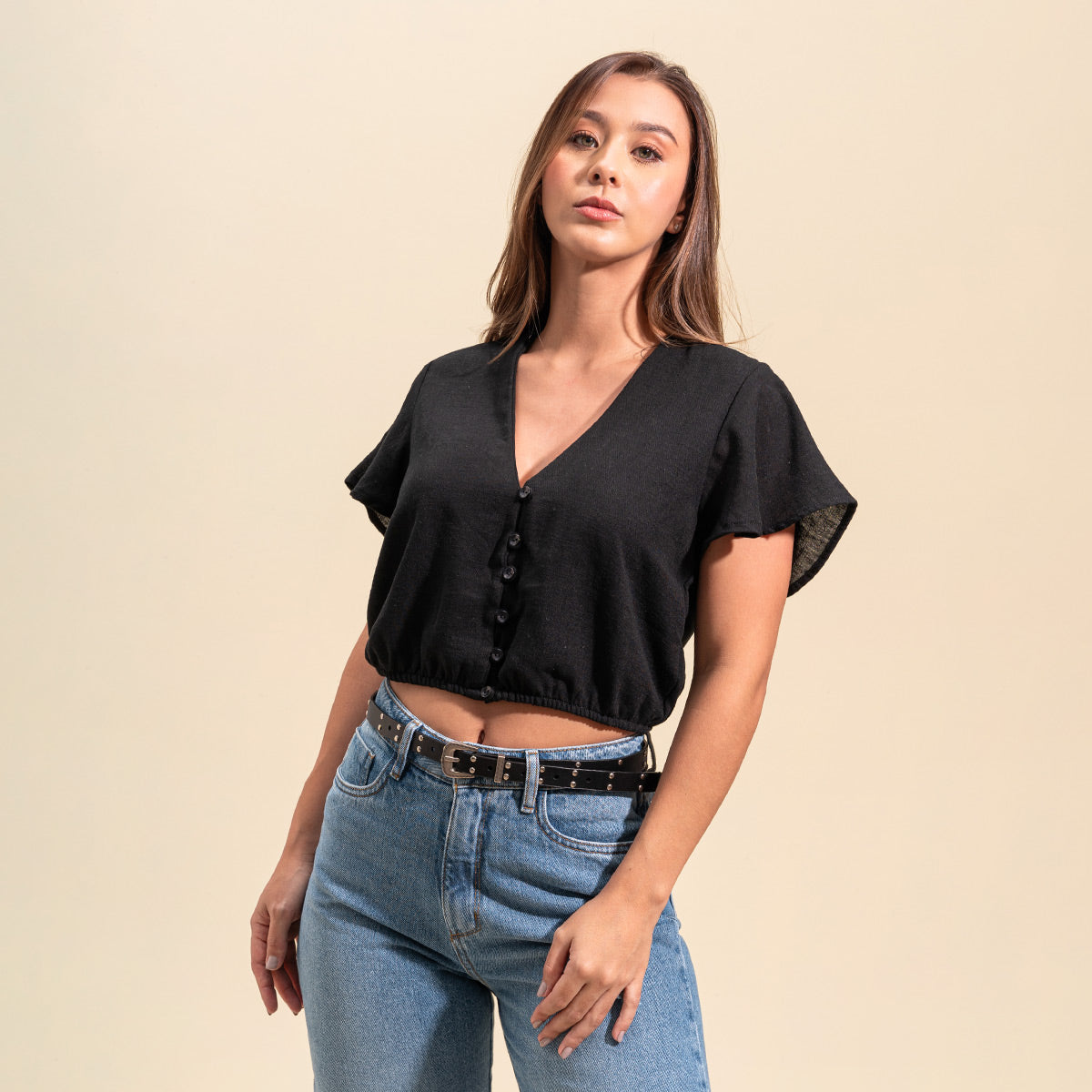 BLUSA SEMI AMPLIA MANGA CORTA FOUNT
