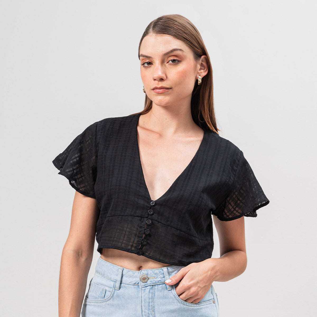 BLUSA AJUSTADA CORTA MANGA CORTA MAITEPE