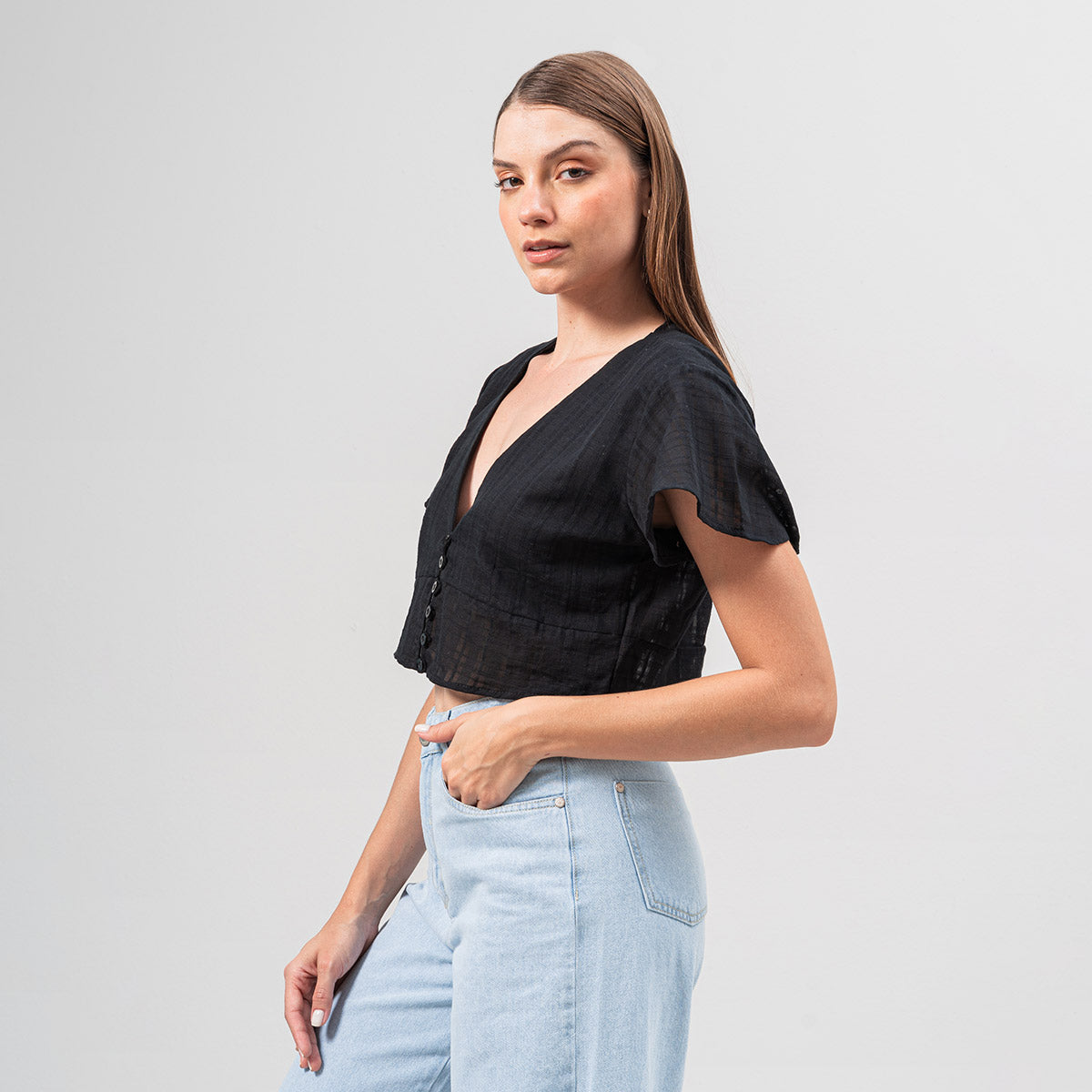 BLUSA AJUSTADA CORTA MANGA CORTA MAITEPE