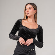 BLUSA AJUSTADA CORTA MANGA LARGA MEDA