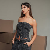 BLUSA AJUSTADA CORTA STRAPLESS CUMBRE