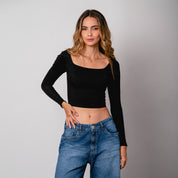 BLUSA AJUSTADA CORTA MANGA LARGA OSSA