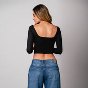 BLUSA AJUSTADA CORTA MANGA LARGA OSSA