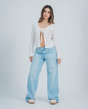 BLUSA SEMI AMPLIA MANGA LARGA BURNE