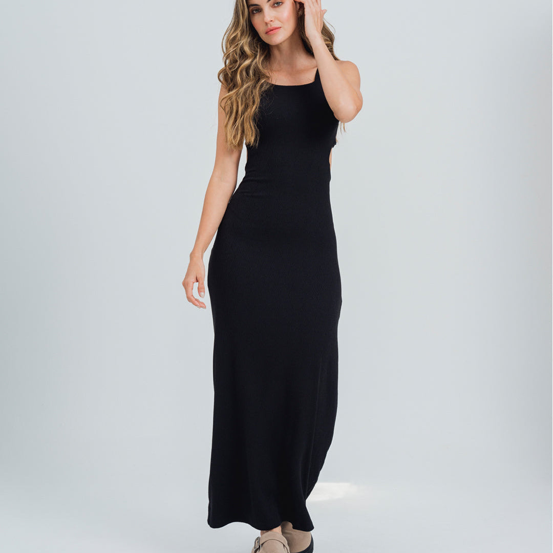 VESTIDO AJUSTADO LARGO TIRAS LANDIA