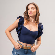 BLUSA AJUSTADA CORTA MANGA CORTA AMAPOLA KARIBIK