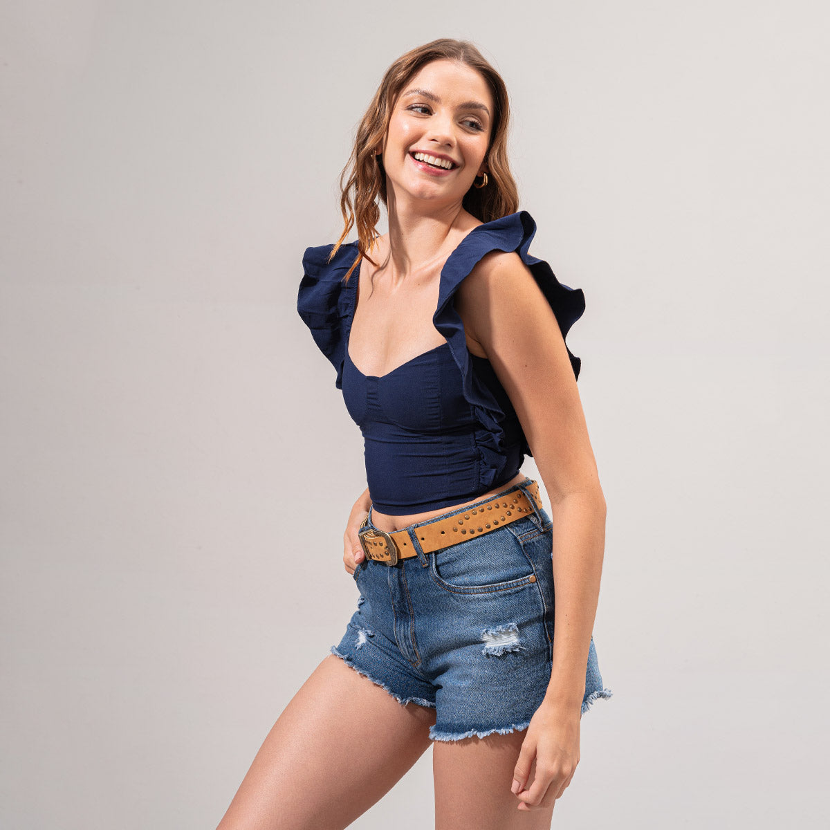 BLUSA AJUSTADA CORTA MANGA CORTA AMAPOLA KARIBIK