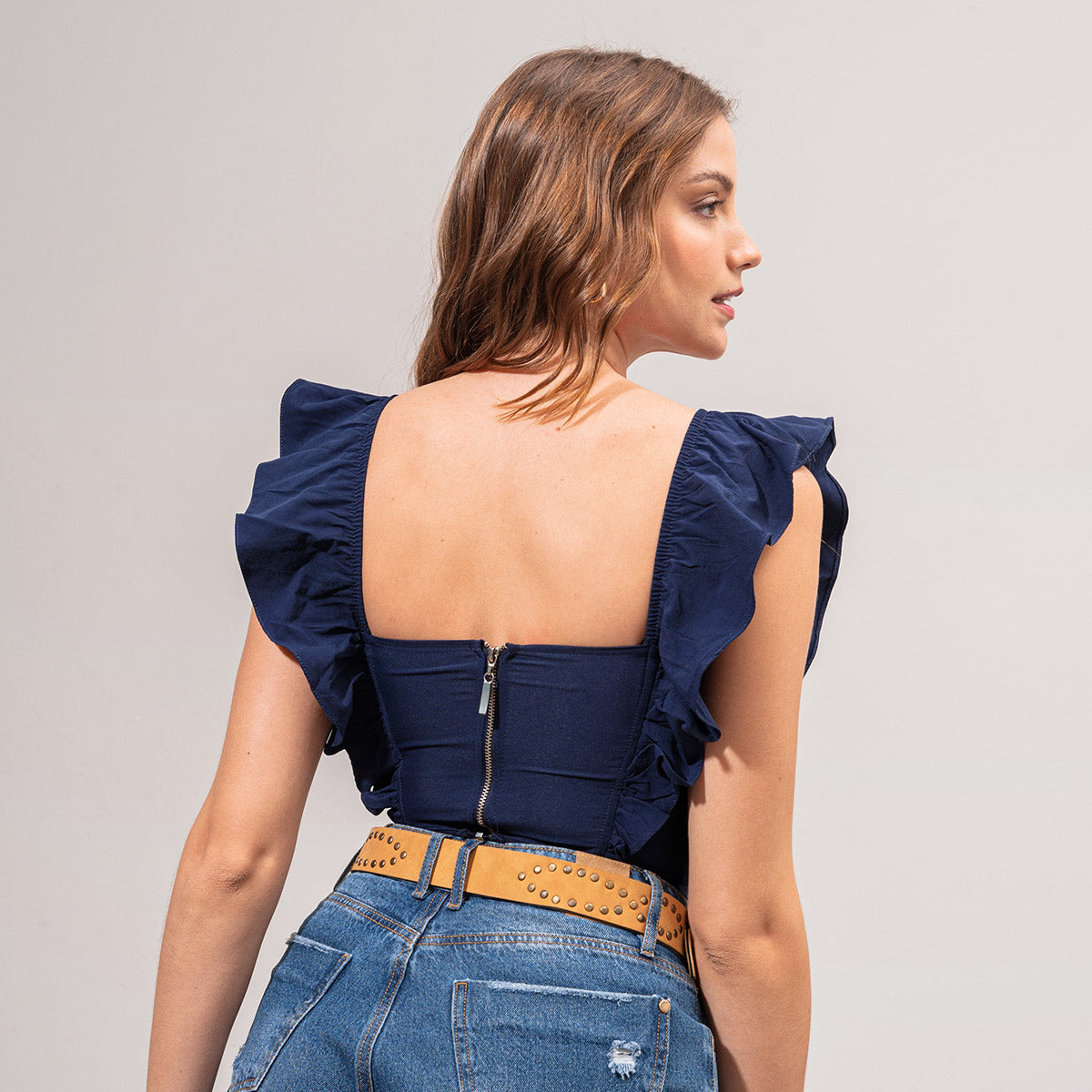 BLUSA AJUSTADA CORTA MANGA CORTA AMAPOLA KARIBIK