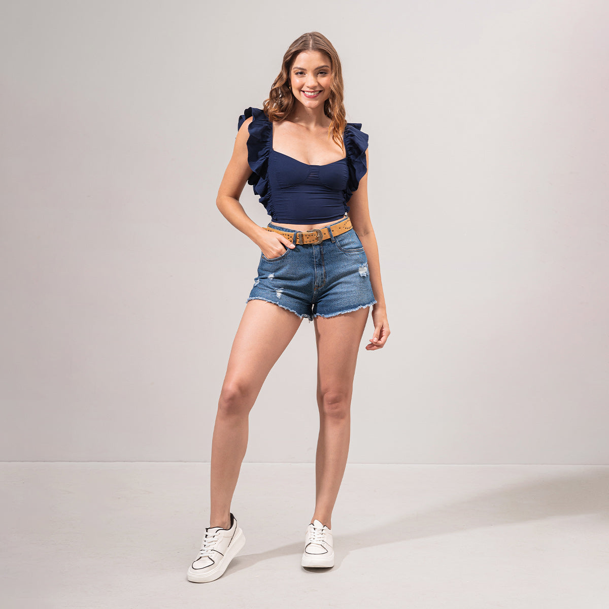 BLUSA AJUSTADA CORTA MANGA CORTA AMAPOLA KARIBIK