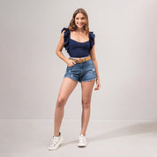 BLUSA AJUSTADA CORTA MANGA CORTA AMAPOLA KARIBIK