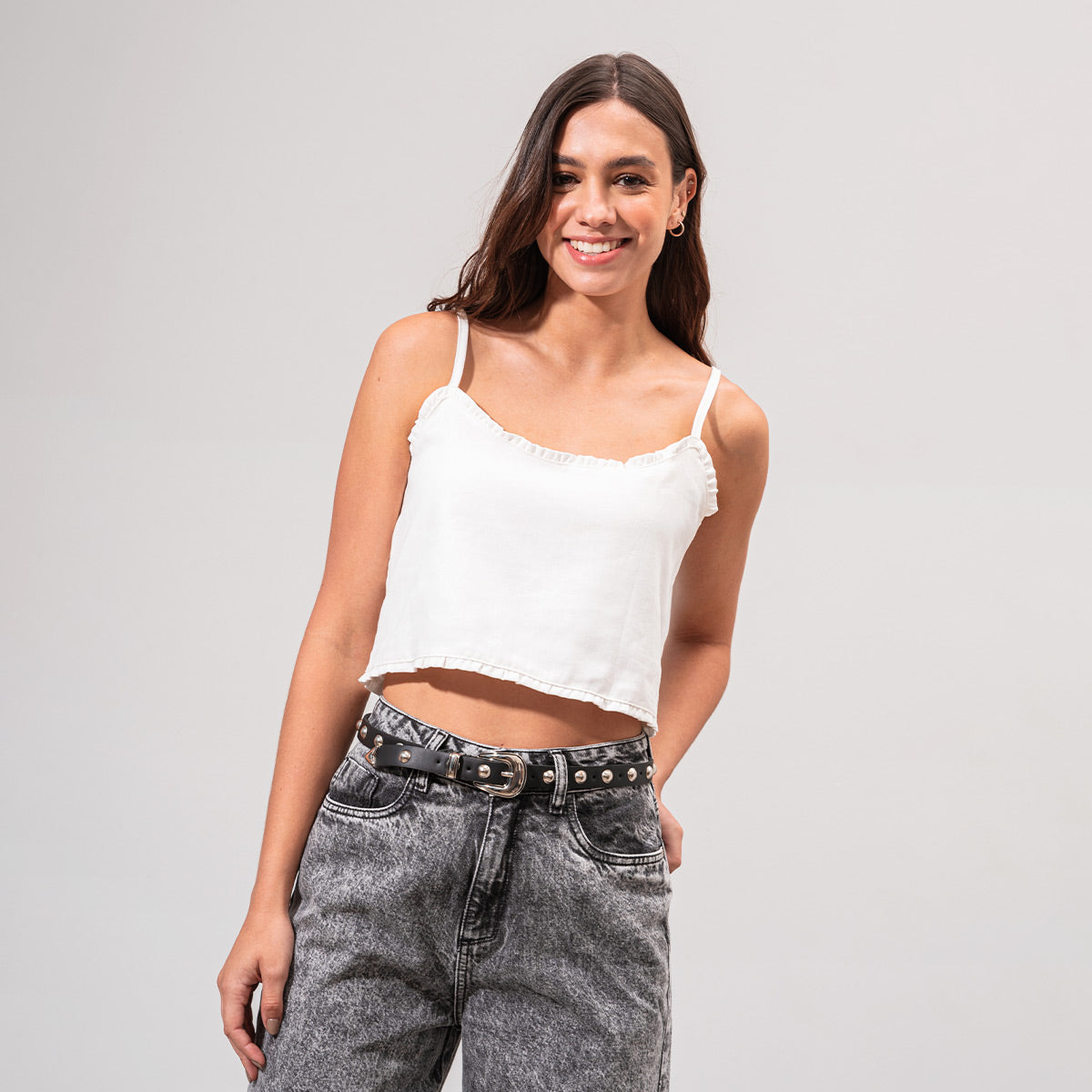 BLUSA SEMI AMPLIA TIRAS TRANQUI