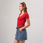 BLUSA AJUSTADA CORTA MANGA CORTA NACA