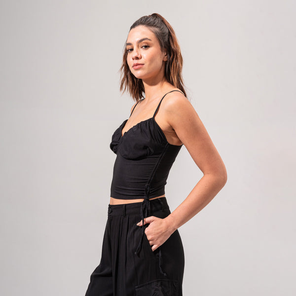 BLUSA AJUSTADA CORTA TIRAS BRUL