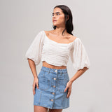 BLUSA SEMI AMPLIA MANGA CORTA CARTAS
