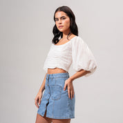 BLUSA SEMI AMPLIA MANGA CORTA CARTAS