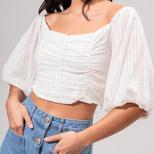 BLUSA SEMI AMPLIA MANGA CORTA CARTAS