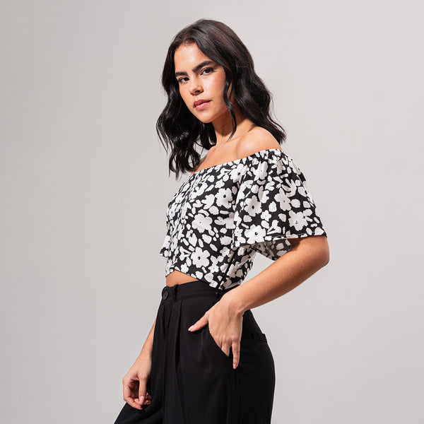 BLUSA AJUSTADA CORTA MANGA CORTA QUITATE