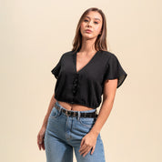 BLUSA SEMI AMPLIA MANGA CORTA FOUNT