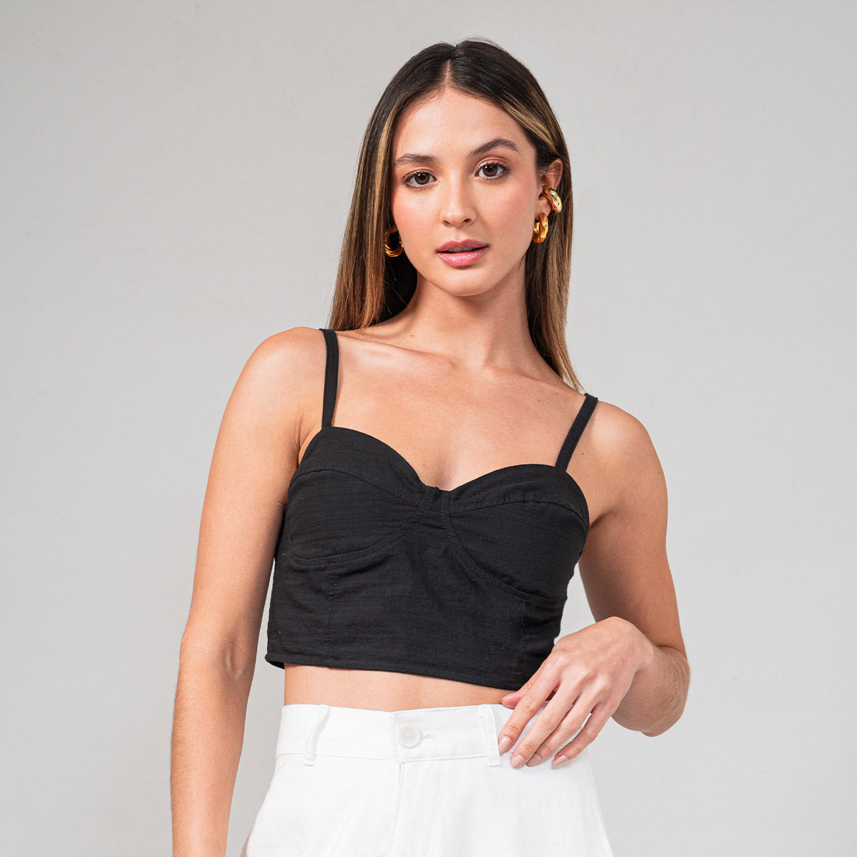 BLUSA AJUSTADA LARGA TIRAS MECHE