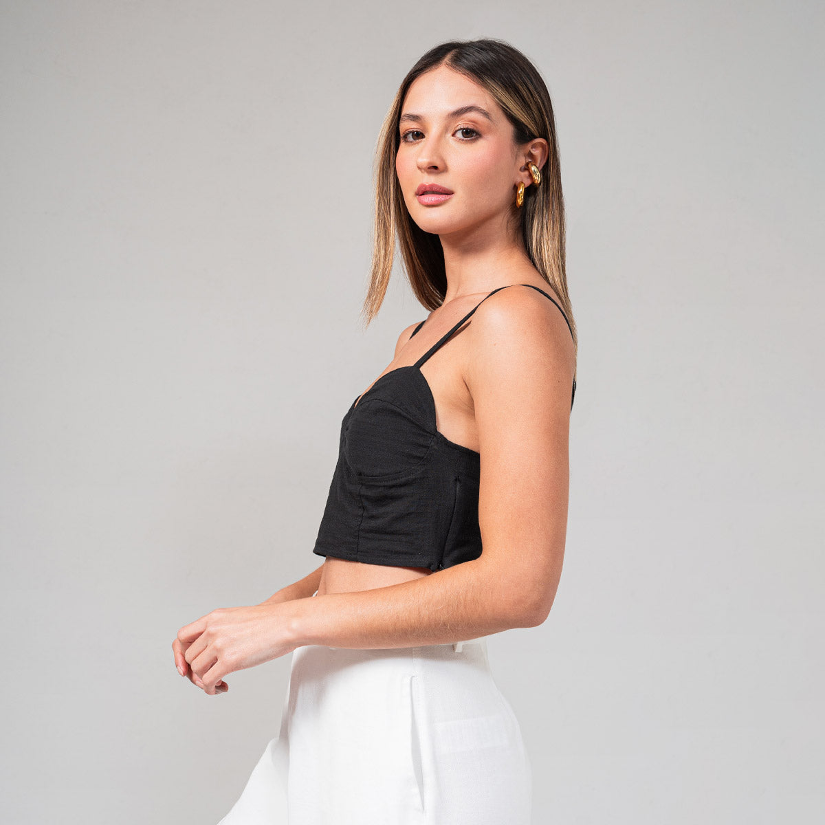 BLUSA AJUSTADA LARGA TIRAS MECHE