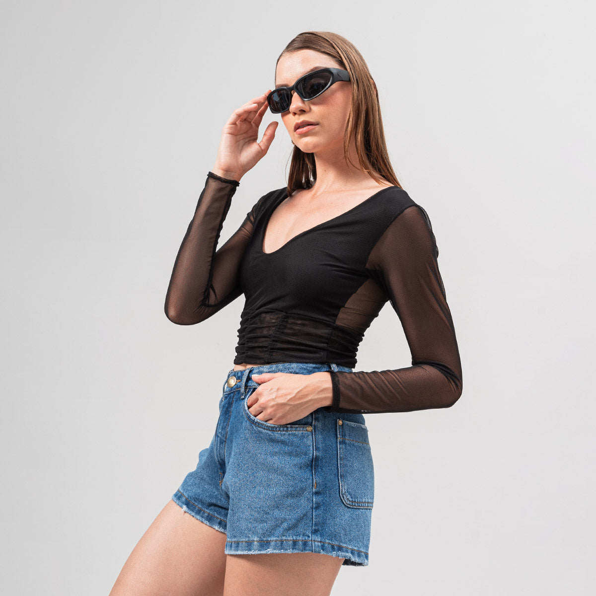 BLUSA AJUSTADA CORTA MANGA LARGA SER