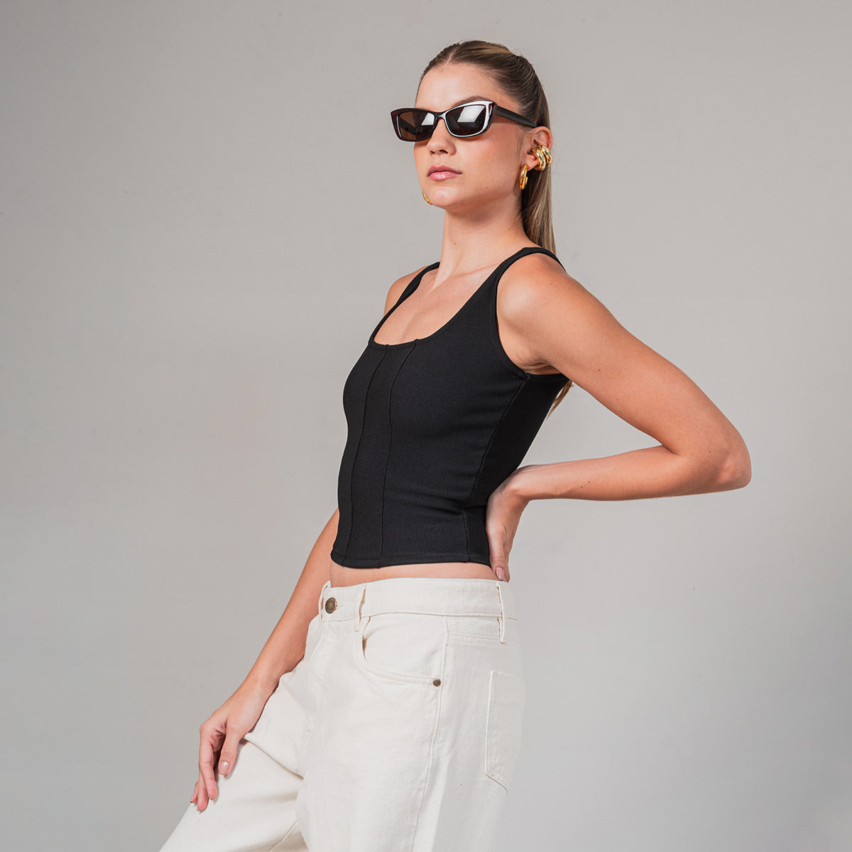 BLUSA AJUSTADA CORTA TIRAS RAJE