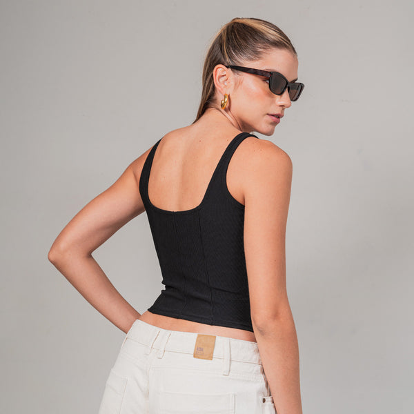 BLUSA AJUSTADA CORTA TIRAS RAJE