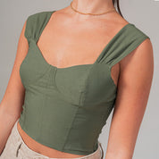 BLUSA AJUSTADA CORTA TIRAS VERDE