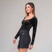 BLUSA AJUSTADA CORTA MANGA LARGA MEDA