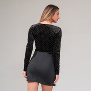 BLUSA AJUSTADA CORTA MANGA LARGA MEDA