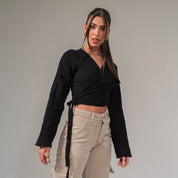 BLUSA SEMI AMPLIA MANGA LARGA MOJATE