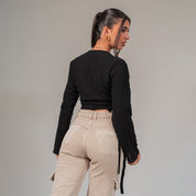 BLUSA SEMI AMPLIA MANGA LARGA MOJATE