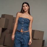 BLUSA AJUSTADA CORTA STRAPLESS DEBIL