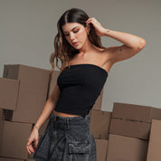 BLUSA AJUSTADA CORTA STRAPLESS COSSA