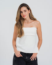 BLUSA AJUSTADA LARGA STRAPLESS ESTRAS