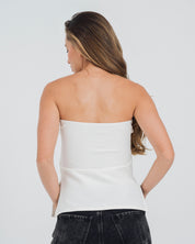 BLUSA AJUSTADA LARGA STRAPLESS ESTRAS