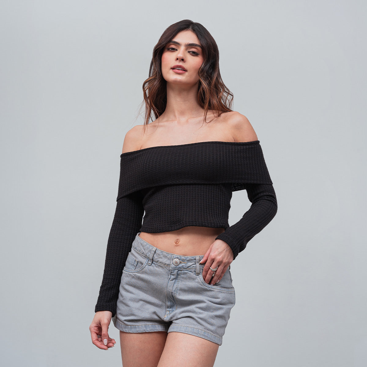 BLUSA SEMI AJUSTADA SHOULDERLESS SALW