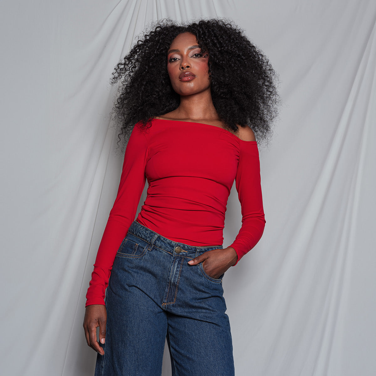 BLUSA AJUSTADA LARGA MANGA LARGA OCHOCI