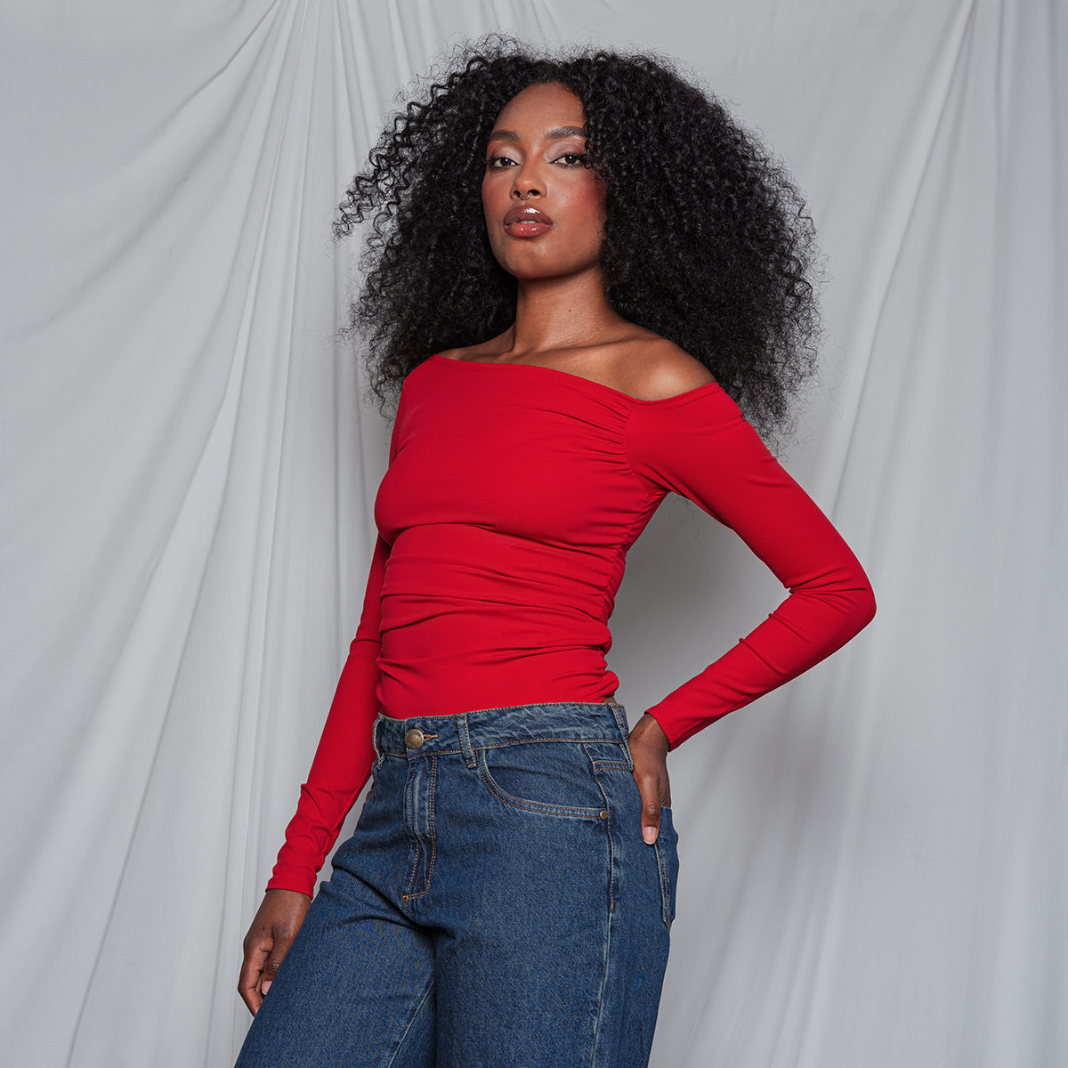 BLUSA AJUSTADA LARGA MANGA LARGA OCHOCI