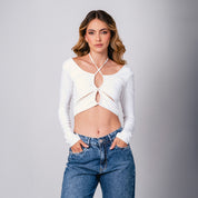 BLUSA AJUSTADA CORTA MANGA LARGA SERMI