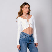 BLUSA AJUSTADA CORTA MANGA LARGA SERMI