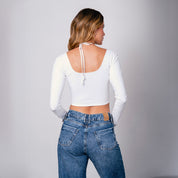 BLUSA AJUSTADA CORTA MANGA LARGA SERMI