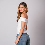 BLUSA AJUSTADA CORTA SHOULDERLESS TEIKO