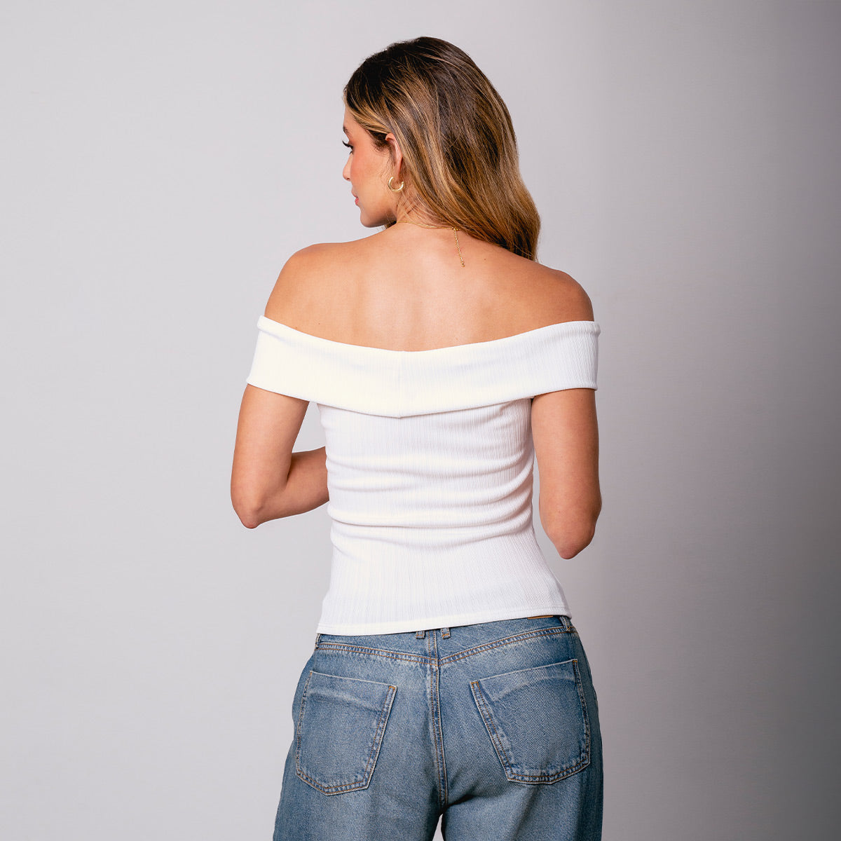 BLUSA AJUSTADA CORTA SHOULDERLESS TEIKO