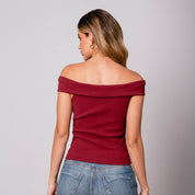 BLUSA AJUSTADA CORTA SHOULDERLESS MENBER