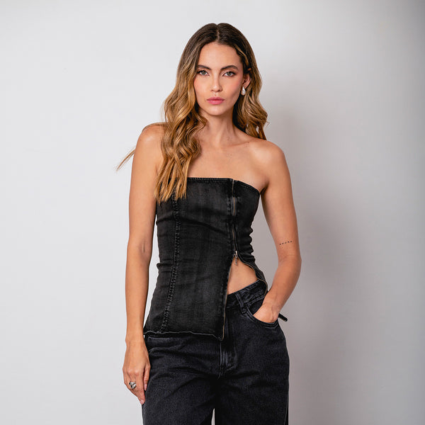 BLUSA AJUSTADA LARGA STRAPLESS RECTI
