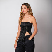 BLUSA AJUSTADA LARGA STRAPLESS RECTI